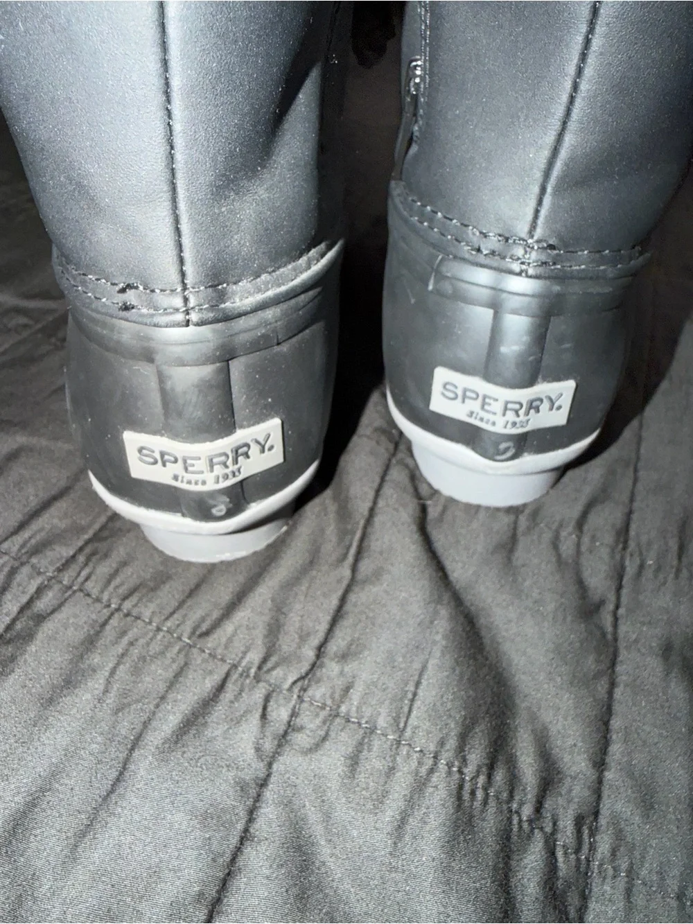 Sperry Girls Black Lace-Up Waterproof Duck Boots